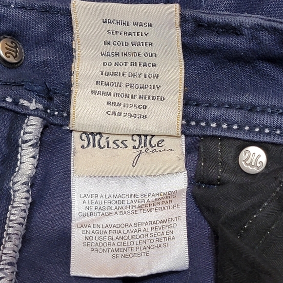 Miss Me Boot Cut Cross Embellished Bling Dark Wash Denim Jeans Womens Size 27 - Picture 6 of 13